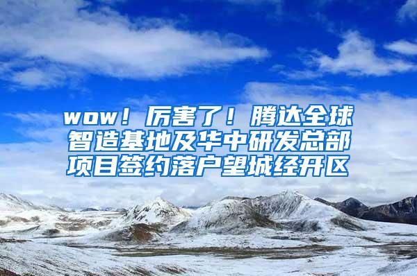 wow！厉害了！腾达全球智造基地及华中研发总部项目签约落户望城经开区