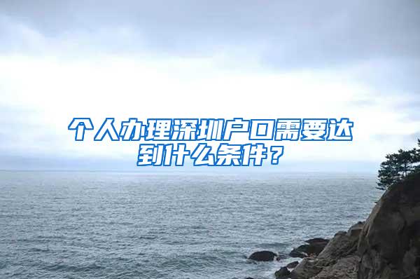 个人办理深圳户口需要达到什么条件？