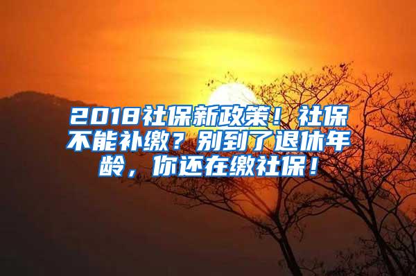 2018社保新政策！社保不能补缴？别到了退休年龄，你还在缴社保！