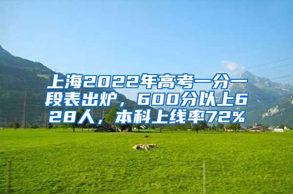 上海2022年高考一分一段表出炉，600分以上628人，本科上线率72%