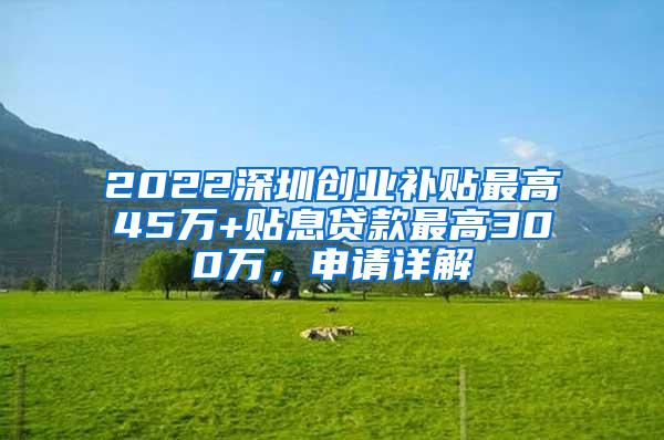 2022深圳创业补贴最高45万+贴息贷款最高300万，申请详解