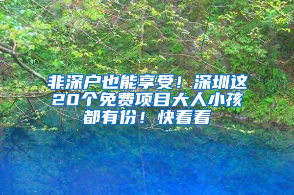 非深户也能享受！深圳这20个免费项目大人小孩都有份！快看看