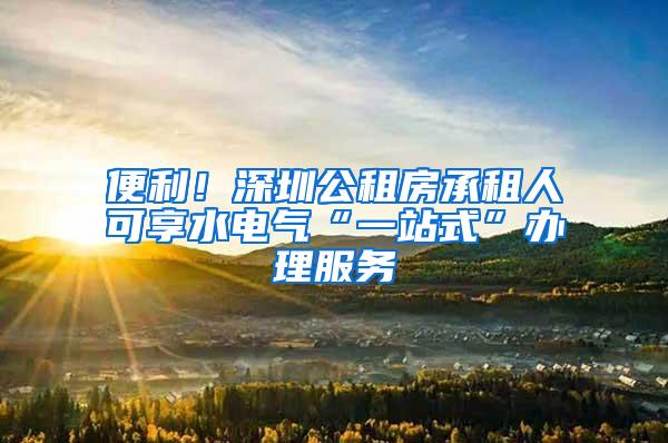 便利！深圳公租房承租人可享水电气“一站式”办理服务