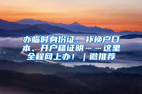 办临时身份证、补换户口本、开户籍证明……这里全程网上办！｜微推荐