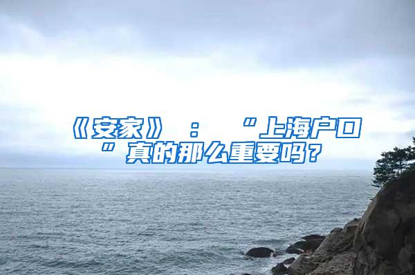 《安家》 ： “上海户口”真的那么重要吗？