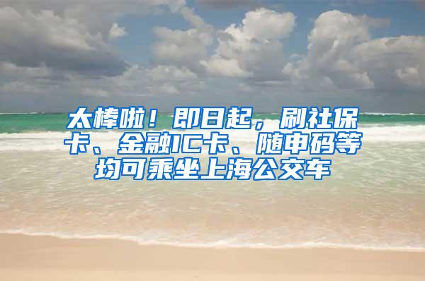 太棒啦！即日起，刷社保卡、金融IC卡、随申码等均可乘坐上海公交车