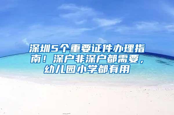 深圳5个重要证件办理指南！深户非深户都需要，幼儿园小学都有用