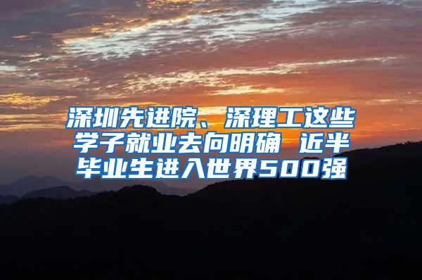 深圳先进院、深理工这些学子就业去向明确 近半毕业生进入世界500强