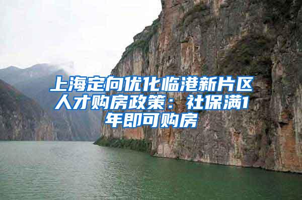 上海定向优化临港新片区人才购房政策：社保满1年即可购房