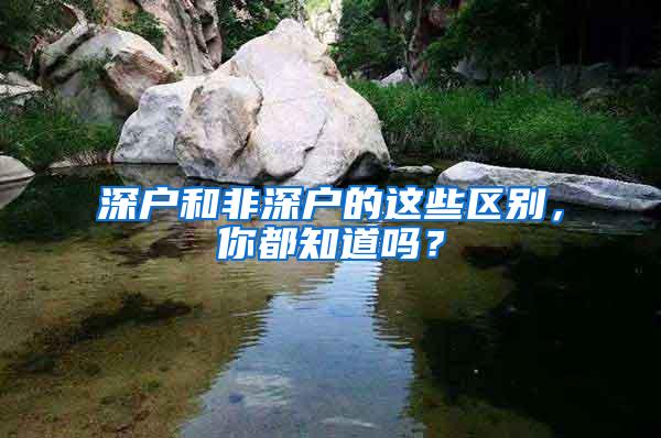 深户和非深户的这些区别，你都知道吗？