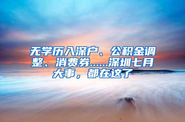 无学历入深户、公积金调整、消费券......深圳七月大事，都在这了