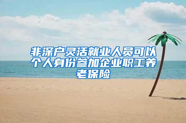 非深户灵活就业人员可以个人身份参加企业职工养老保险