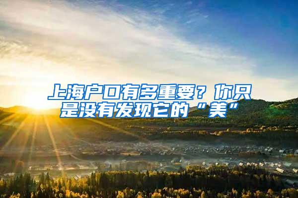 上海户口有多重要？你只是没有发现它的“美”