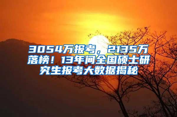 3054万报考，2135万落榜！13年间全国硕士研究生报考大数据揭秘