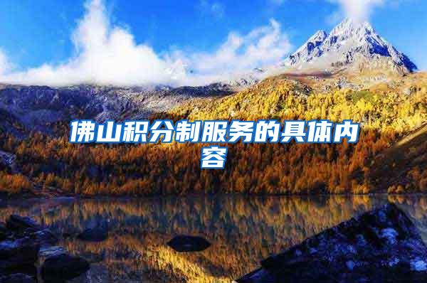 佛山积分制服务的具体内容