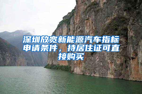 深圳放宽新能源汽车指标申请条件，持居住证可直接购买