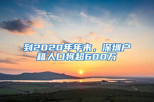 到2020年年末，深圳户籍人口将超600万