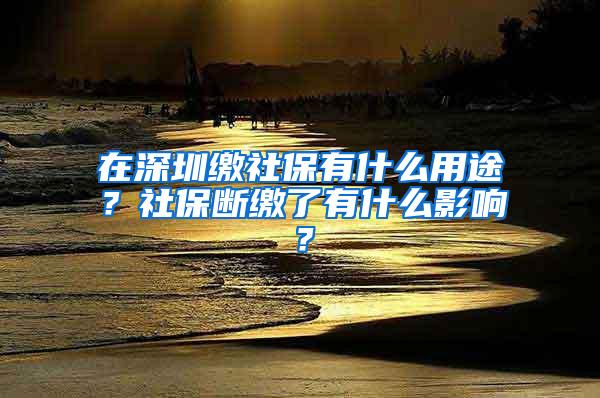 在深圳缴社保有什么用途？社保断缴了有什么影响？