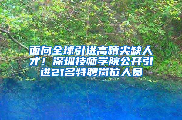 面向全球引进高精尖缺人才！深圳技师学院公开引进21名特聘岗位人员