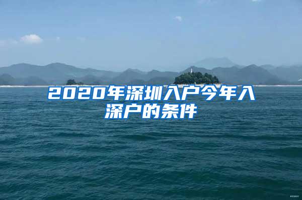 2020年深圳入户今年入深户的条件