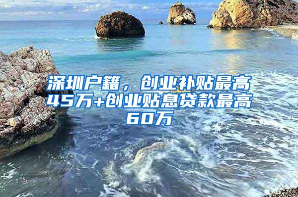 深圳户籍，创业补贴最高45万+创业贴息贷款最高60万