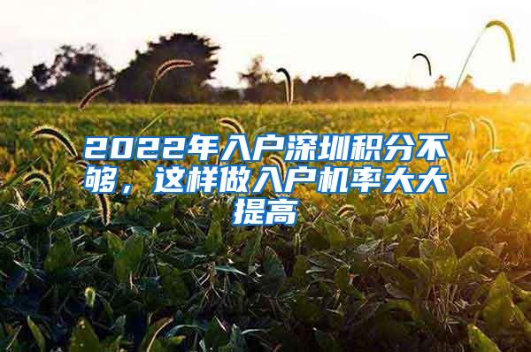 2022年入户深圳积分不够，这样做入户机率大大提高