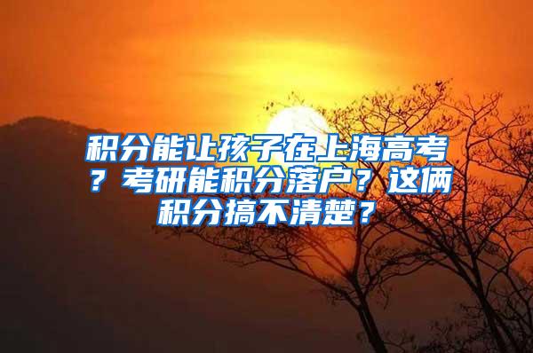 积分能让孩子在上海高考？考研能积分落户？这俩积分搞不清楚？