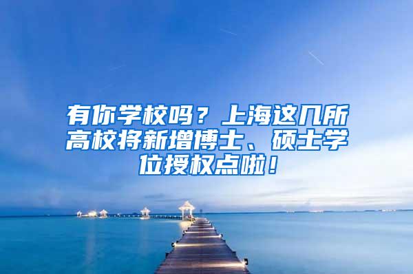 有你学校吗？上海这几所高校将新增博士、硕士学位授权点啦！