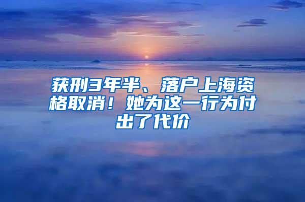 获刑3年半、落户上海资格取消！她为这一行为付出了代价