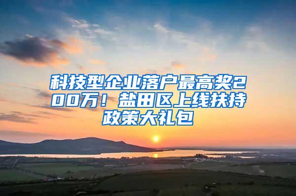 科技型企业落户最高奖200万！盐田区上线扶持政策大礼包