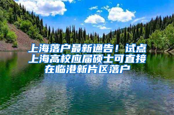 上海落户最新通告！试点上海高校应届硕士可直接在临港新片区落户