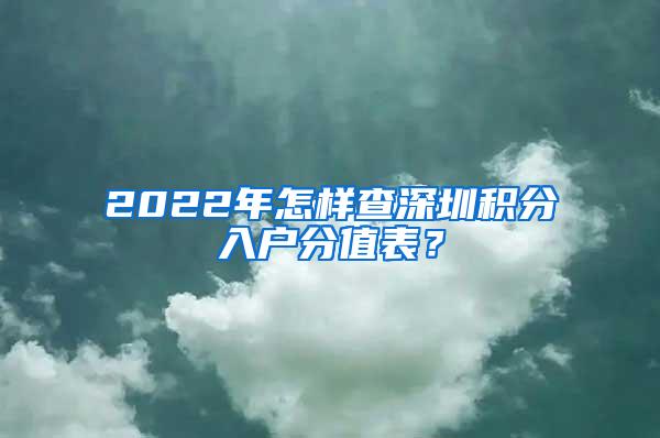 2022年怎样查深圳积分入户分值表？