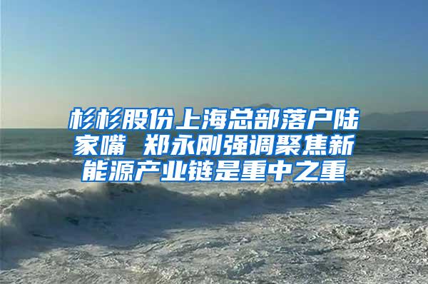 杉杉股份上海总部落户陆家嘴 郑永刚强调聚焦新能源产业链是重中之重