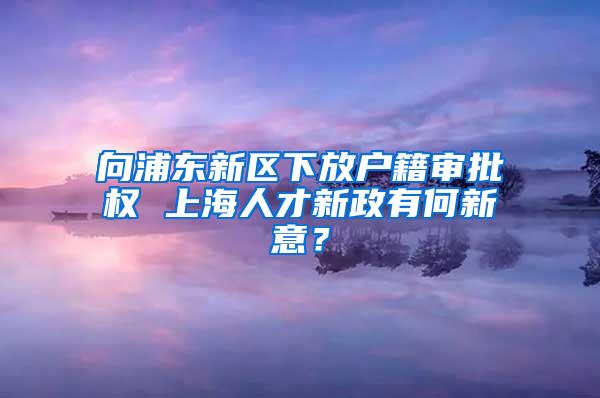 向浦东新区下放户籍审批权 上海人才新政有何新意？