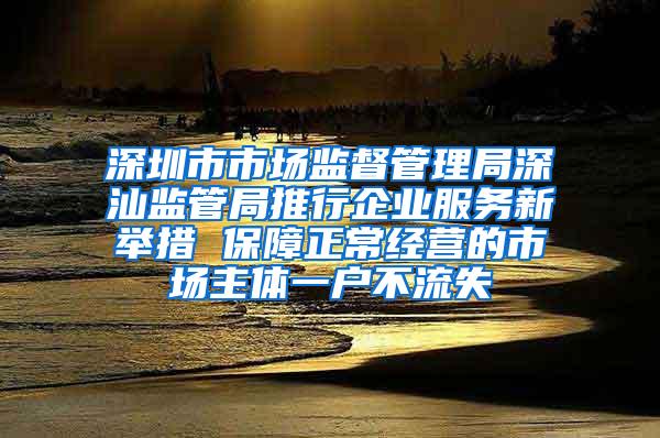 深圳市市场监督管理局深汕监管局推行企业服务新举措 保障正常经营的市场主体一户不流失