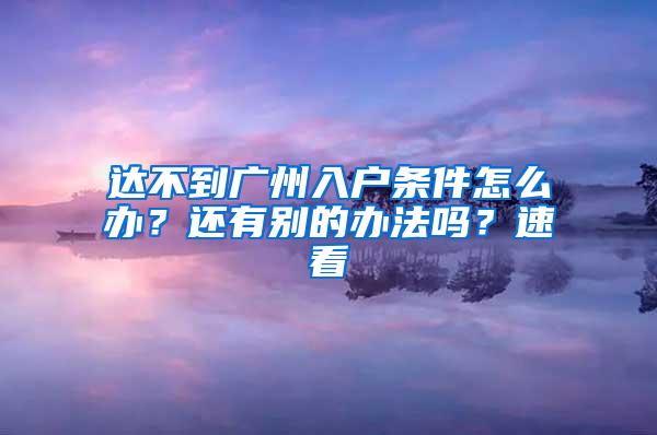 达不到广州入户条件怎么办？还有别的办法吗？速看