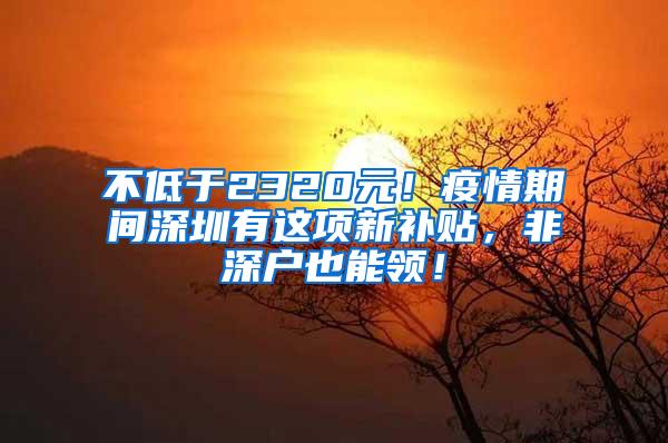 不低于2320元！疫情期间深圳有这项新补贴，非深户也能领！