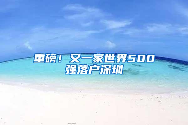 重磅！又一家世界500强落户深圳