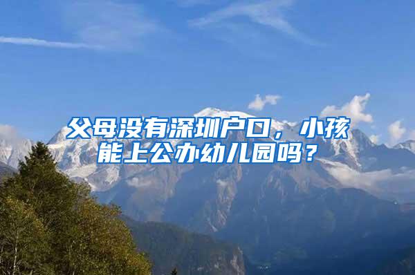 父母没有深圳户口，小孩能上公办幼儿园吗？