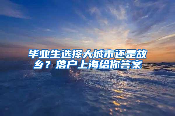 毕业生选择大城市还是故乡？落户上海给你答案