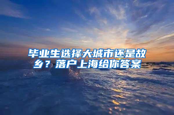 毕业生选择大城市还是故乡？落户上海给你答案