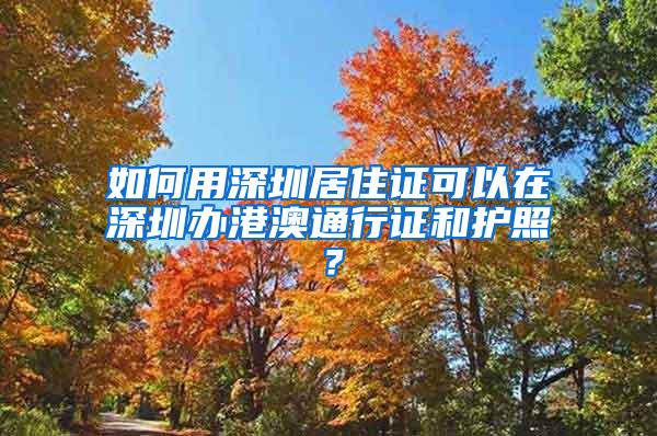 如何用深圳居住证可以在深圳办港澳通行证和护照？