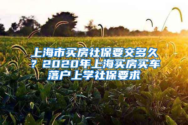 上海市买房社保要交多久？2020年上海买房买车落户上学社保要求