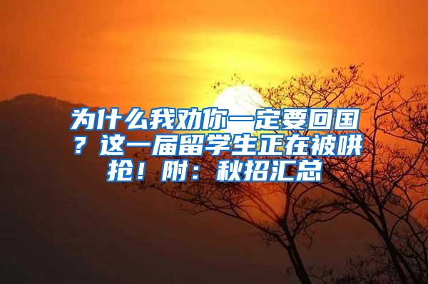 为什么我劝你一定要回国？这一届留学生正在被哄抢！附：秋招汇总