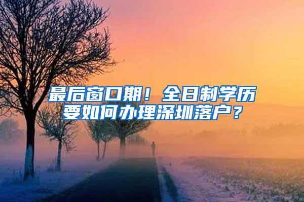 最后窗口期！全日制学历要如何办理深圳落户？