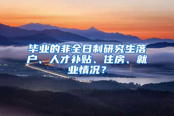 毕业的非全日制研究生落户、人才补贴、住房、就业情况？