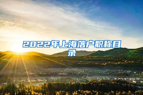 2022年上海落户职称目录