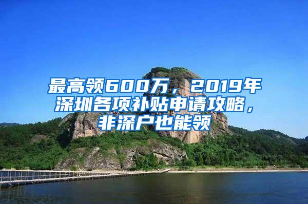 最高领600万，2019年深圳各项补贴申请攻略，非深户也能领