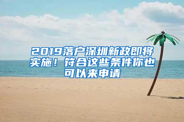 2019落户深圳新政即将实施！符合这些条件你也可以来申请