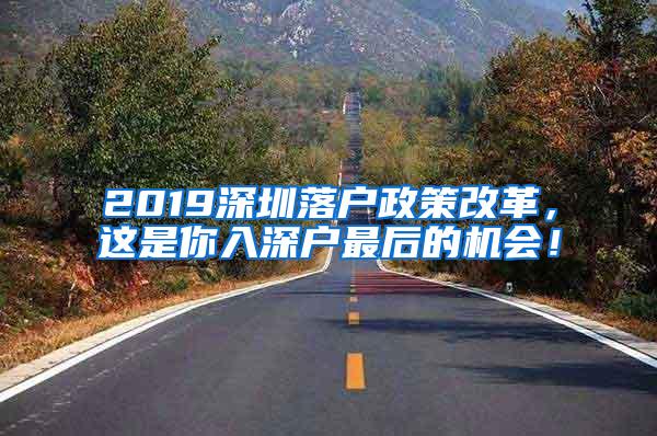 2019深圳落户政策改革，这是你入深户最后的机会！